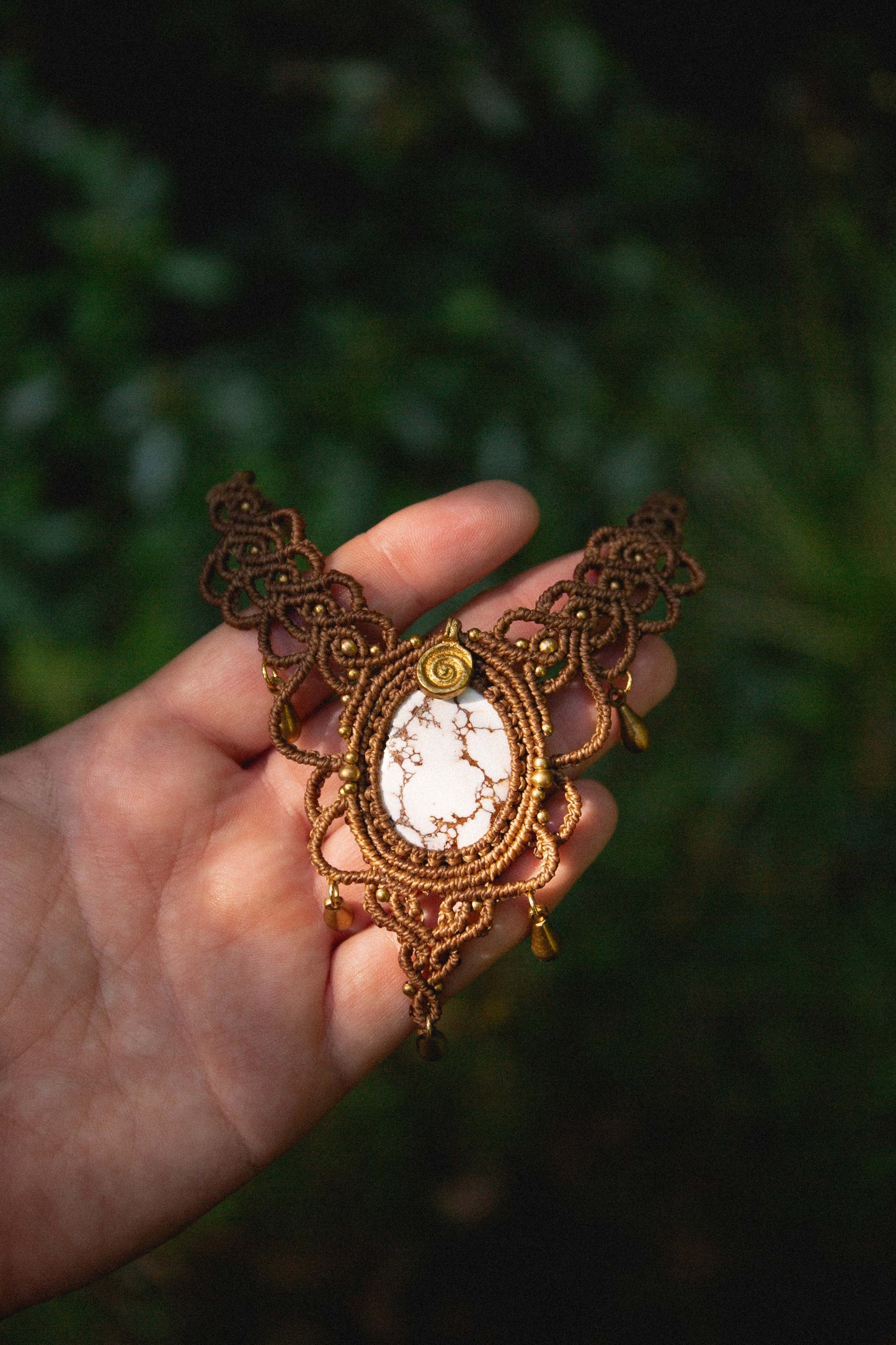 Wild horse jasper with brass dangles