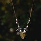 Iridescent Baroque and Freshwater Pearl Necklace with Brass Dangle