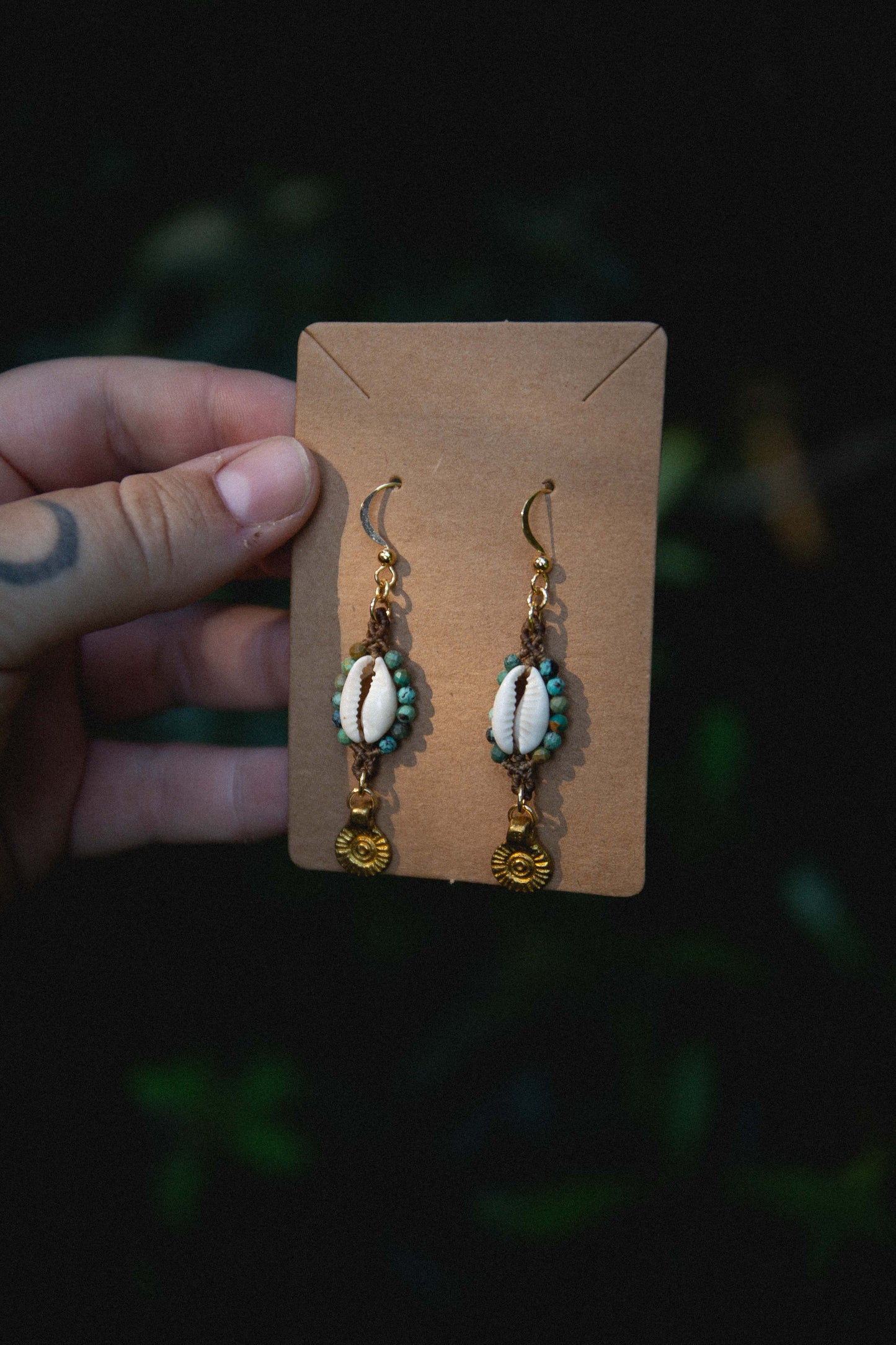 Faceted Turquoise cowrie earrings