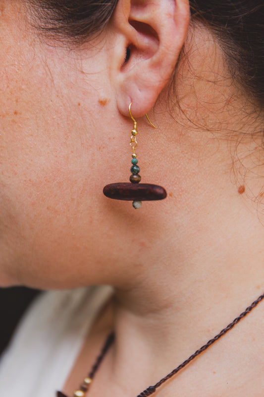 Eucalyptus moss agate and turquoise earrings