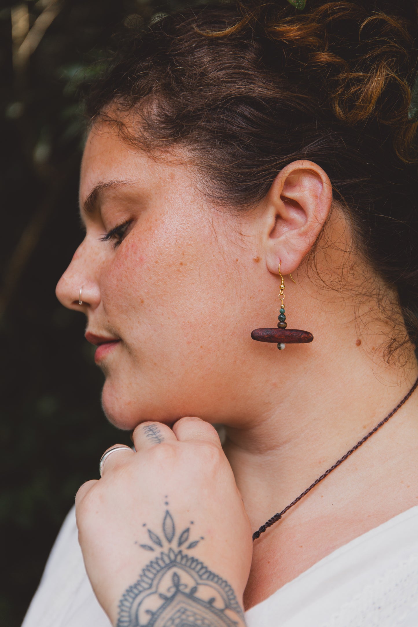 Eucalyptus moss agate and turquoise earrings