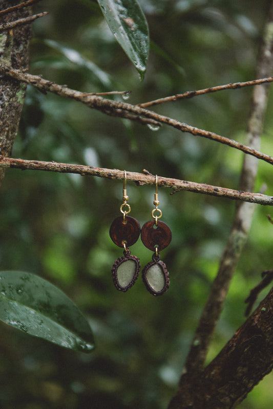 Eucalyptus & clear sea glass earrings