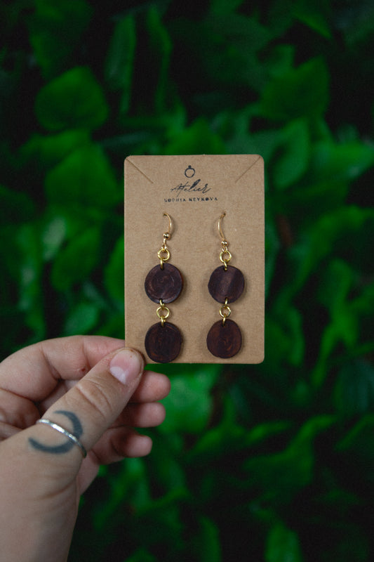 Eucalyptus gold-plated earrings